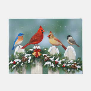 Holiday Birds & Christmas Garland Doormat