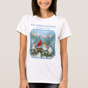 Holiday Birds & Christmas Garland T-Shirt