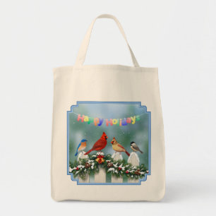 Holiday Birds & Christmas Garland Tote Bag