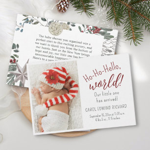 Holiday Birth Stats Announcement Baby Shower Photo