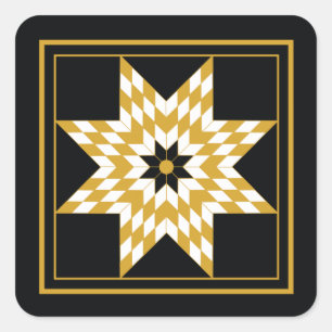 Holiday Black and Gold Star Celebration Motif Square Sticker