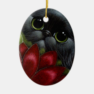 HOLIDAY BLACK PERSIAN CAT Ornament
