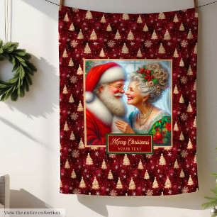 Holiday Blanket Mr. & Mrs. Claus Christmas Gift