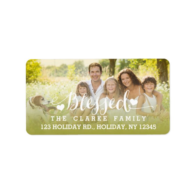 Holiday Blessings | Holiday Photo Address Label (Front)