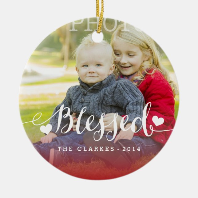 Holiday Blessings | Holiday Photo Ornament (Front)