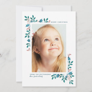 Holiday Bloom Merry Christmas Blue Green Card