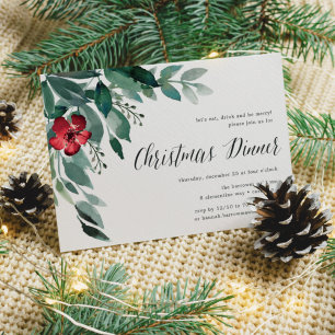 Holiday Blossoms   Christmas Dinner Invitation