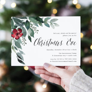 Holiday Blossoms   Christmas Eve Dinner Invitation