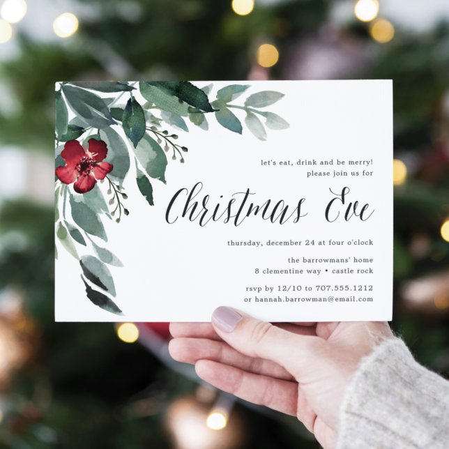 Holiday Blossoms | Christmas Eve Dinner Invitation (Creator Uploaded)