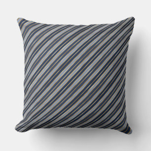 Holiday Blue and Gold Foil Christmas Stripes Cushion