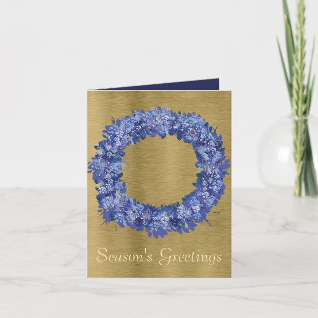 Holiday Blue Wreath Card (Front)