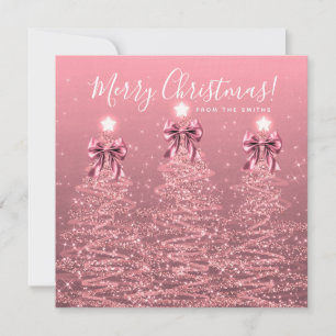 Holiday Blush Pink Christmas Trees Greeting  Card