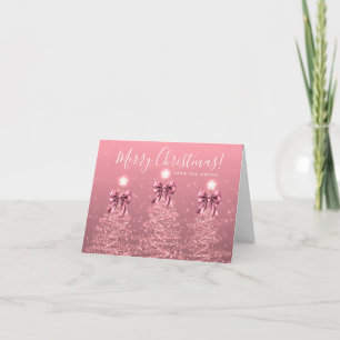 Holiday Blush Pink Christmas Trees Greeting  Card