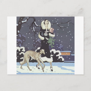 Holiday Borzoi Lady In Snow