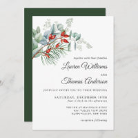 Holiday Botanical Greenery and Berries Wedding