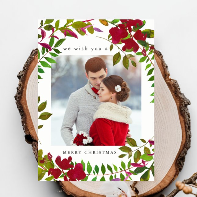 Holiday Botanical Photo Christmas Holiday Card (Creator Uploaded)