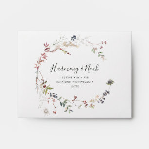 Holiday Botanical   White Self Addressed RSVP Envelope