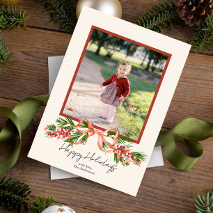 Holiday Bow Photo Holiday Card