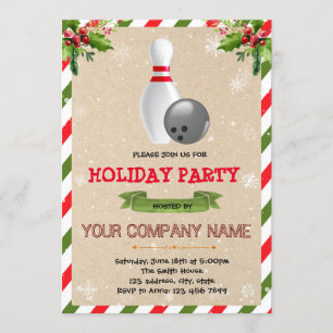 Holiday bowling party invitation