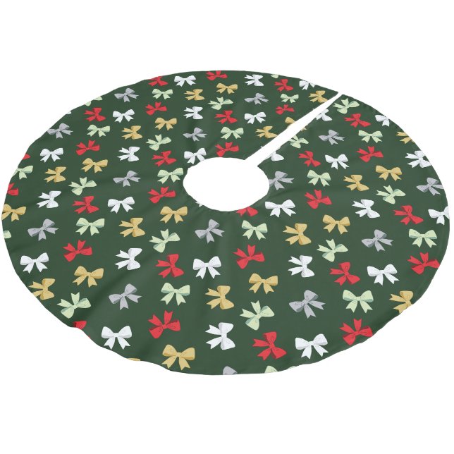 Holiday Bows Brushed Polyester Tree Skirt (Angled)
