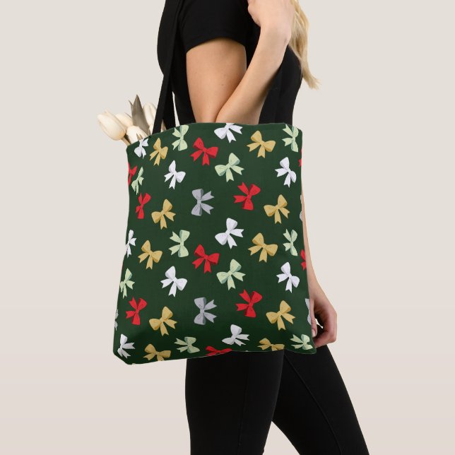 Holiday Bows Tote Bag (Close Up)