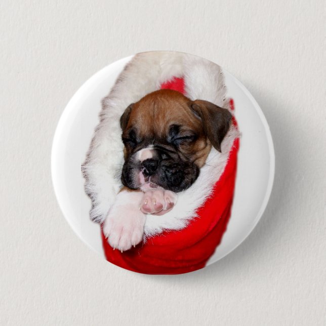 Holiday boxer puppy button (Front)