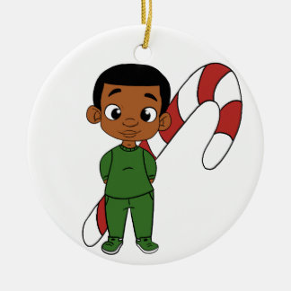 Holiday Boy Caramel Ceramic Ornament