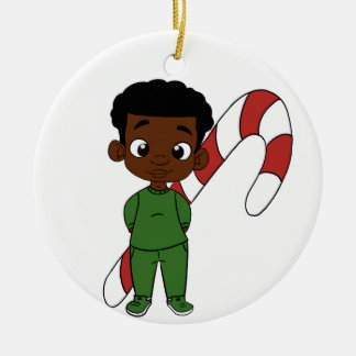 Holiday Boy Chocolate Ceramic Ornament