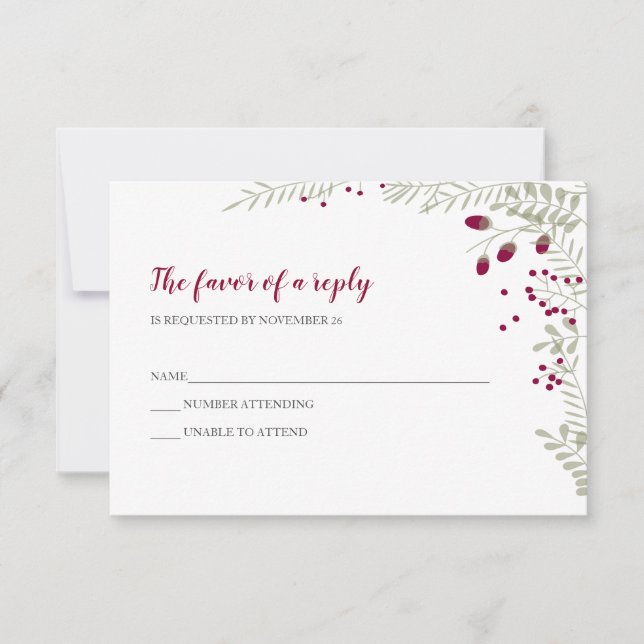 Holiday Branches Wedding RSVP Card (Front)