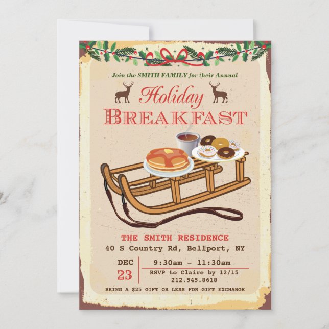 Holiday Breakfast Christmas Invitation (Front)