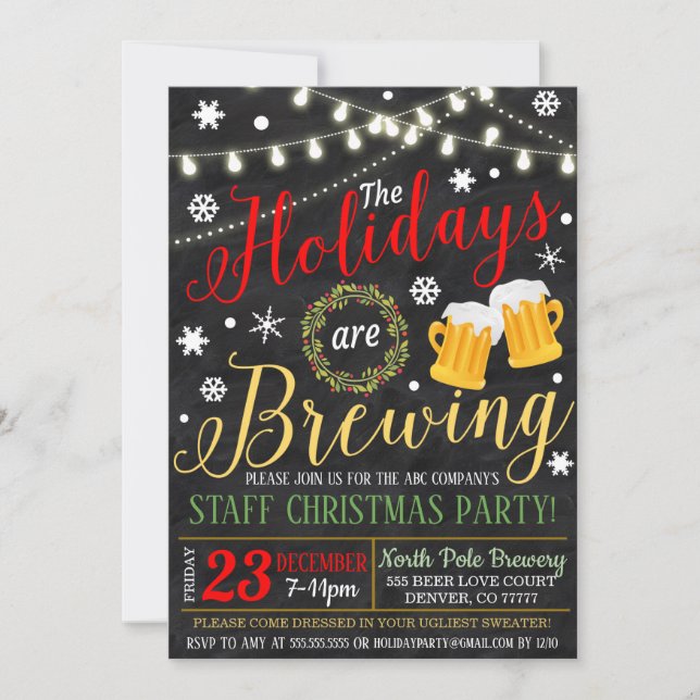 Holiday Brewery Party Invitation (Front)