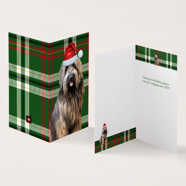 Holiday Briard Shepherd Dog Green Plaid Christmas (Inside and Outside)