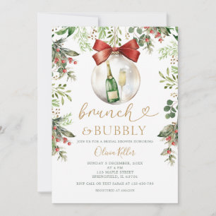 Holiday Brunch & Bubbly Christmas Bridal Shower  Invitation