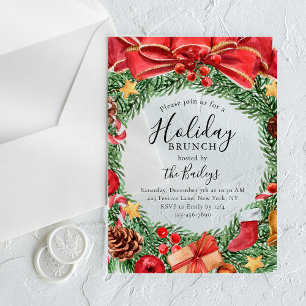 Holiday Brunch Chic Floral Christmas Party Acrylic Invitations