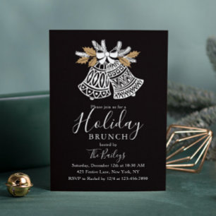 Holiday Brunch   Christmas Brunch Chic Bells Invitation