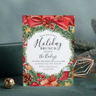 Holiday Brunch Christmas Brunch Chic Floral Invitation
