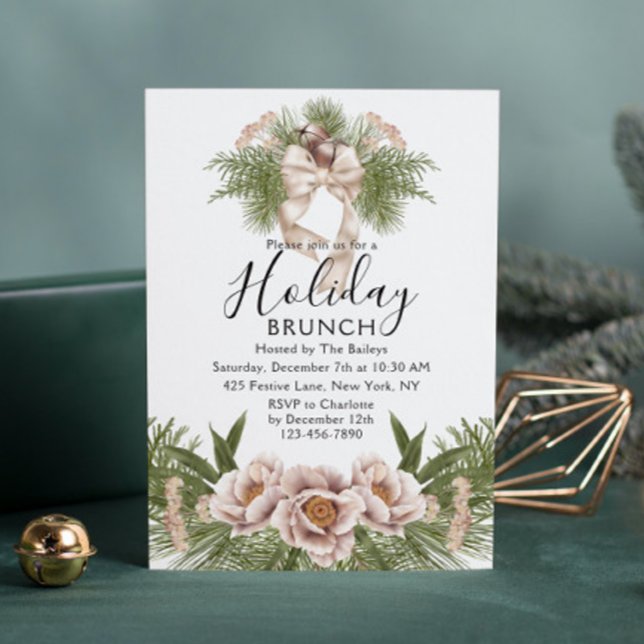 Holiday Brunch | Christmas Brunch Chic Floral Invitation (Creator Uploaded)