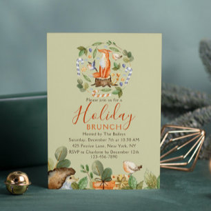 Holiday Brunch Christmas Brunch Cute Woodland Fox Invitation