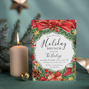 Holiday Brunch Christmas Winter Chic Floral Invitation
