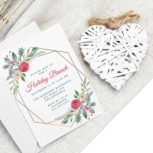 Holiday Brunch Greenery Watercolor Party Invitation