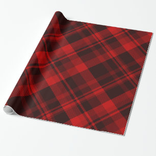 Holiday Buffalo Plaid Red Black Tartan Wrapping Paper