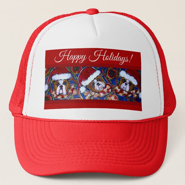Holiday Bulldog Trucker Hat (Front)