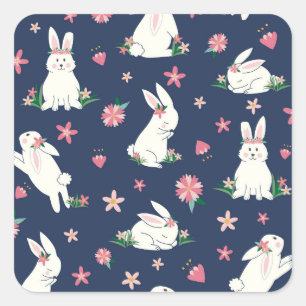 Holiday Bunnies Square Sticker