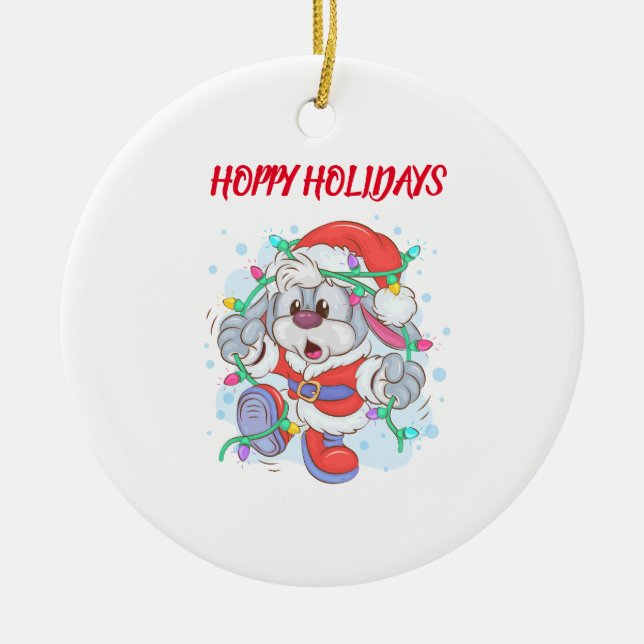 Holiday Bunny Christmas Ornament (Front)