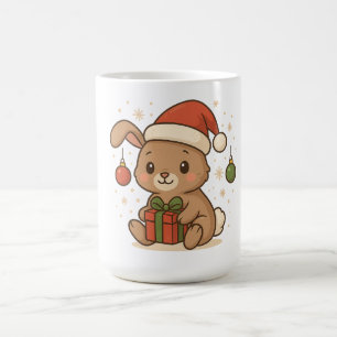 Holiday Bunny in Santa Hat Coffee Mug