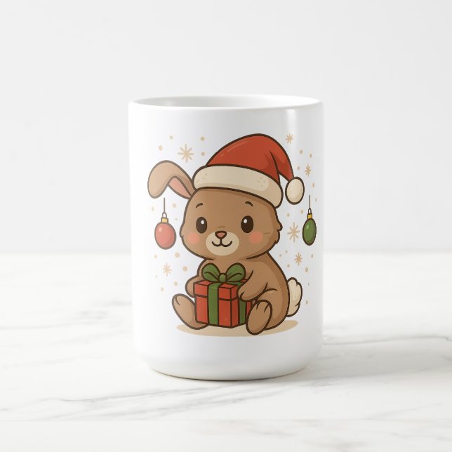 Holiday Bunny in Santa Hat Coffee Mug (Center)