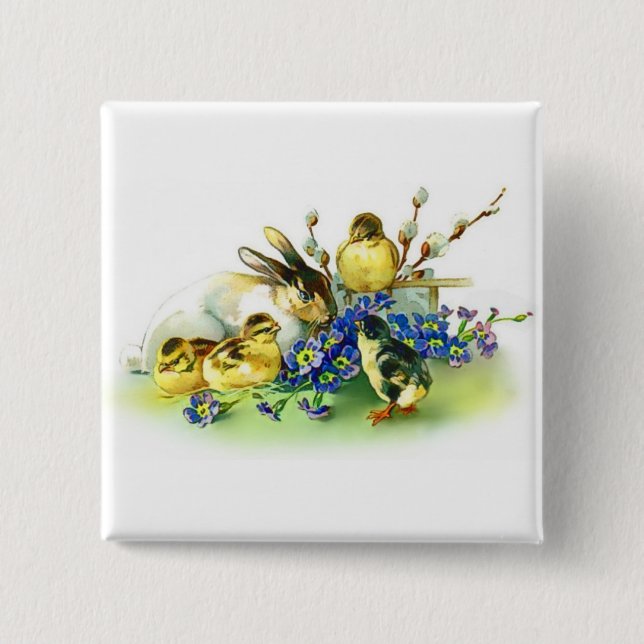 Holiday Bunny & Spring Chicks Easter Badge (Front)