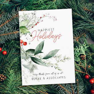 Holiday Business Greenery Personalised Card