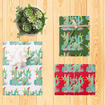 Holiday Cactus Cacti Desert  Christmas Wrapping Paper Sheet<br><div class="desc">This design was created though digital art. It may be personalised by choosing the customise option. Contact me at colorflowcreations@gmail.com if you with to have this design on another product. Purchase my original abstract acrylic painting for sale at www.etsy.com/shop/colorflowart. See more of my creations or follow me at www.facebook.com/colorflowcreations, www.instagram.com/colorflowcreations,...</div>