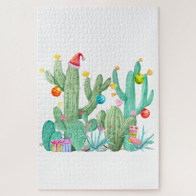 Holiday Cactus Christmas Southwest Cacti Desert Jigsaw Puzzle (Vertical)